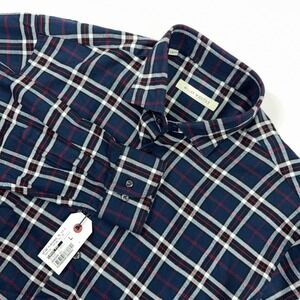 Miller Westby Sport Shirt Plaid Flannel Button Down L Navy Red White Long Sleeve
